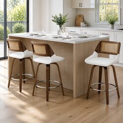 Set of 3 Bar Stools, Swivel Design, 60cm Seat Height