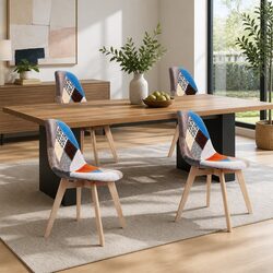 Dining Chair Set: 4 Fabric Covered Eiffel Style Chairs