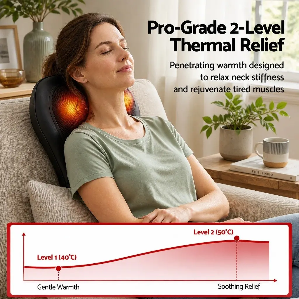 Back Massager with Heat and Traction Neck Shoulder Massage Pillow Lumbar Support