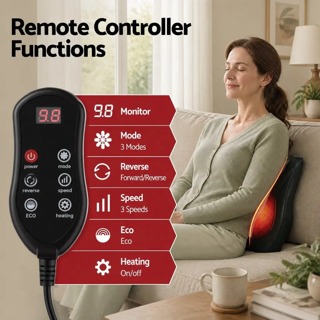 Back Massager with Heat and Traction Neck Shoulder Massage Pillow Lumbar Support