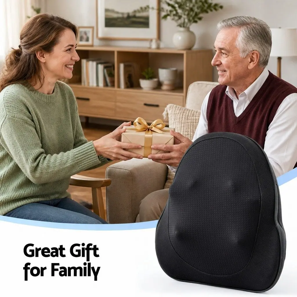 Back Massager Cordless Electric Neck Shoulder Lumbar Pillow 3-Speed Kneading