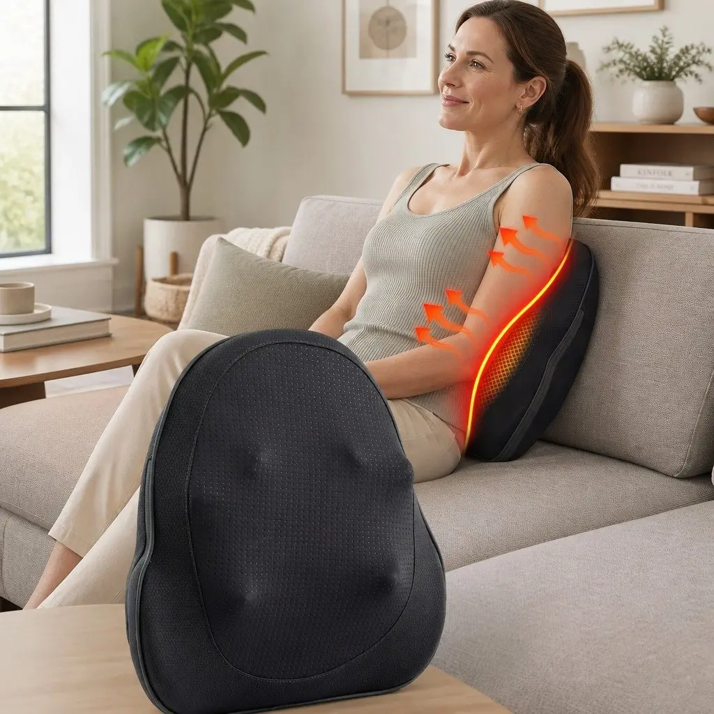 Back Massager Cordless Electric Neck Shoulder Lumbar Pillow 3-Speed Kneading