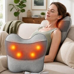 Back Massage Pillow USB Neck Shoulder Lumbar Support 3-Speed Heat Relief