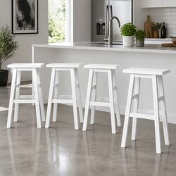 White Wooden Bar Stools Set of 4 - Dimensions & Specs