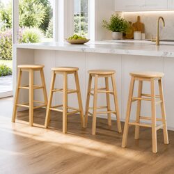 Specifications for 4 Round Wooden Bar Stools Set