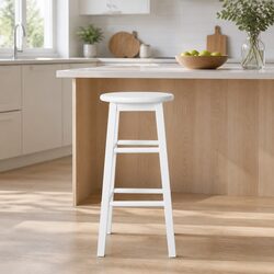 Bar Stools Specifications: White Wooden Set of 2