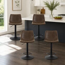Brown Faux Leather Bar Stools Set of 4: Specs Included
