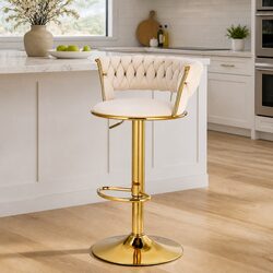 Adjustable Bar Stools with Velvet Upholstery