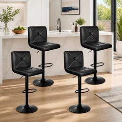 Bar Stools Set of 4: Gas Lift and Padded for Comfort