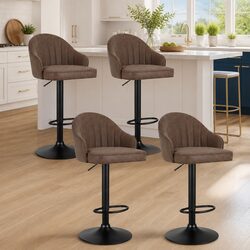 Bar Stools Set of 4 with Adjustable Height and Footrest