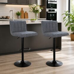 Detailed Specifications for Bar Stools Set of 2 Grey Leather
