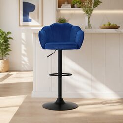 Specifications of Blue Velvet Clam Shell Bar Stools Set