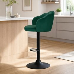 Bar Stools Set of 2 with Adjustable Height and Velvet Upholstery