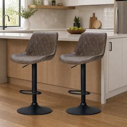 Bar Stools Set of 2 - Vintage Brown, Adjustable Height