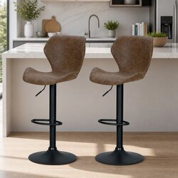 Specifications of Vintage Brown Bar Stools with 360° Swivel x2