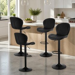 Bar Stools Set of 4 Swivel Gas Lift Kitchen Counter Chairs Black Adjustable