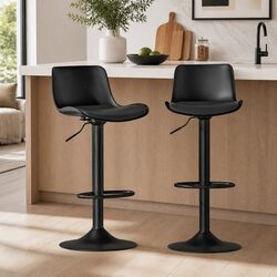 Black Bar Stool Set of 2: Dimensions and Features Details