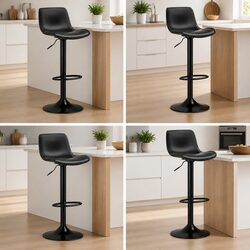 Set of 4 Adjustable Bar Stools with Chrome Base