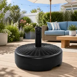 51cm Round Water-Filled Umbrella Base Stand - Black