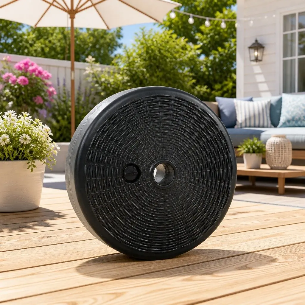 Outdoor Umbrella Base Stand 51cm Fillable Water Weight Anchor Black