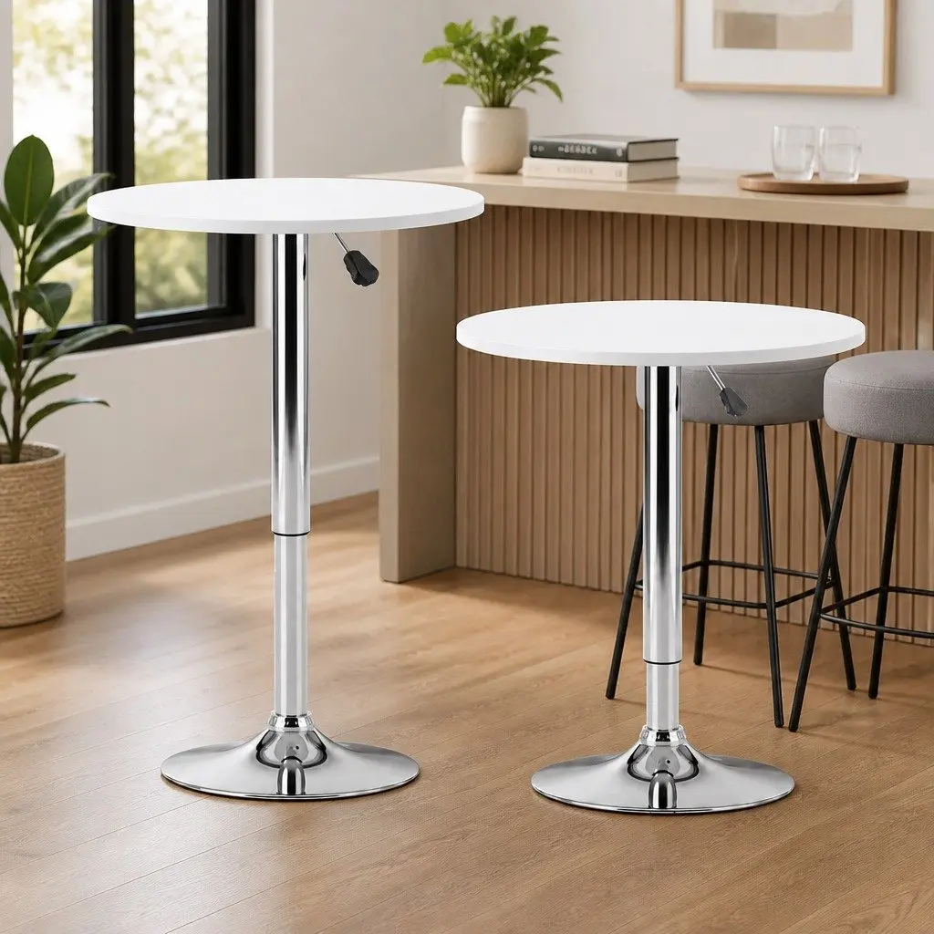 Bar Stools and Table Set 3 Piece Dining Kitchen Chairs Cafe Pub White Modern