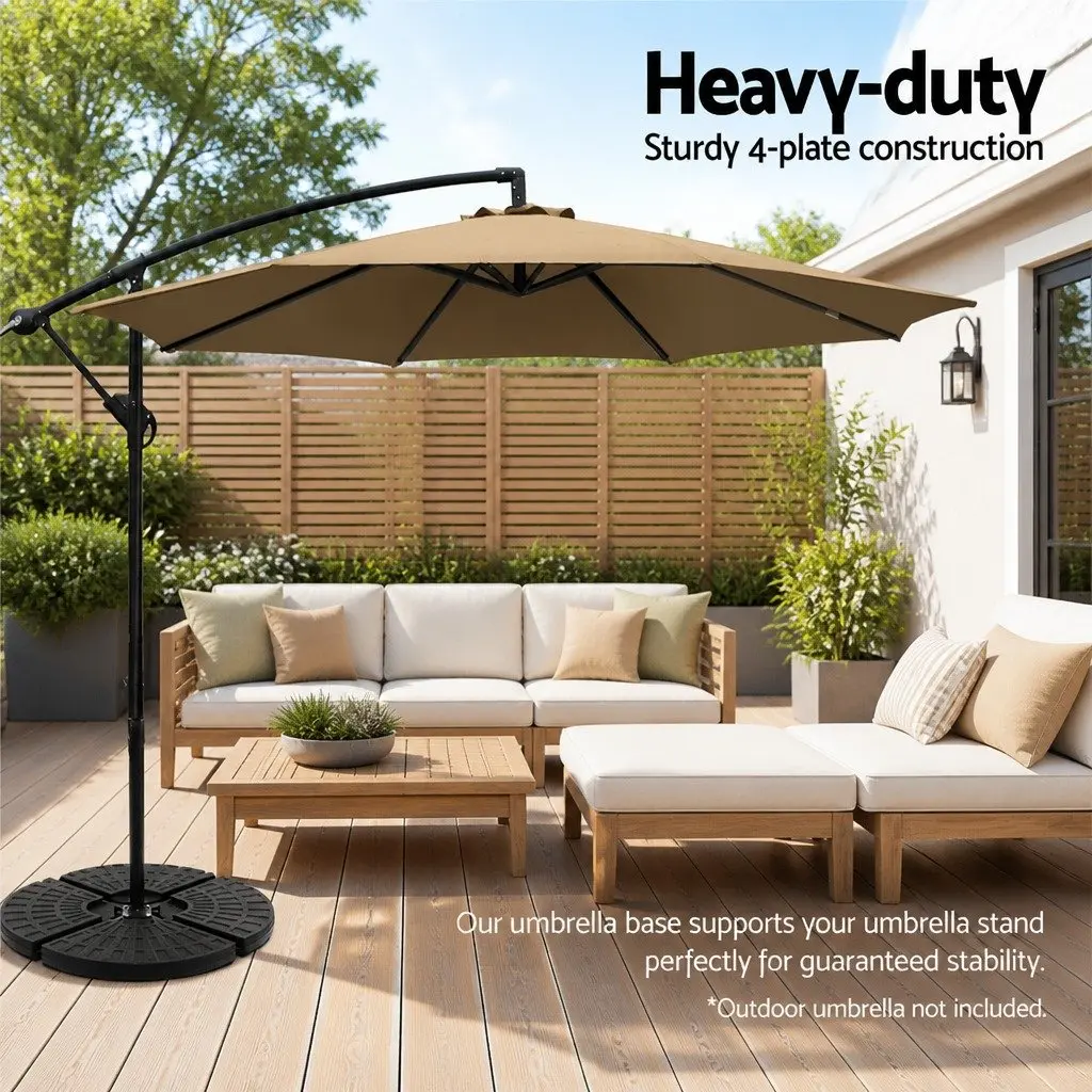 Umbrella Base Stand Outdoor 48cm 4 Plate Fillable Water Stabiliser