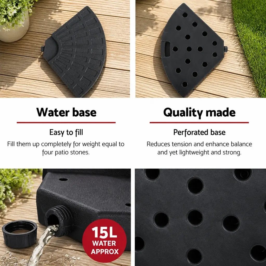 Umbrella Base Stand Outdoor 48cm 4 Plate Fillable Water Stabiliser