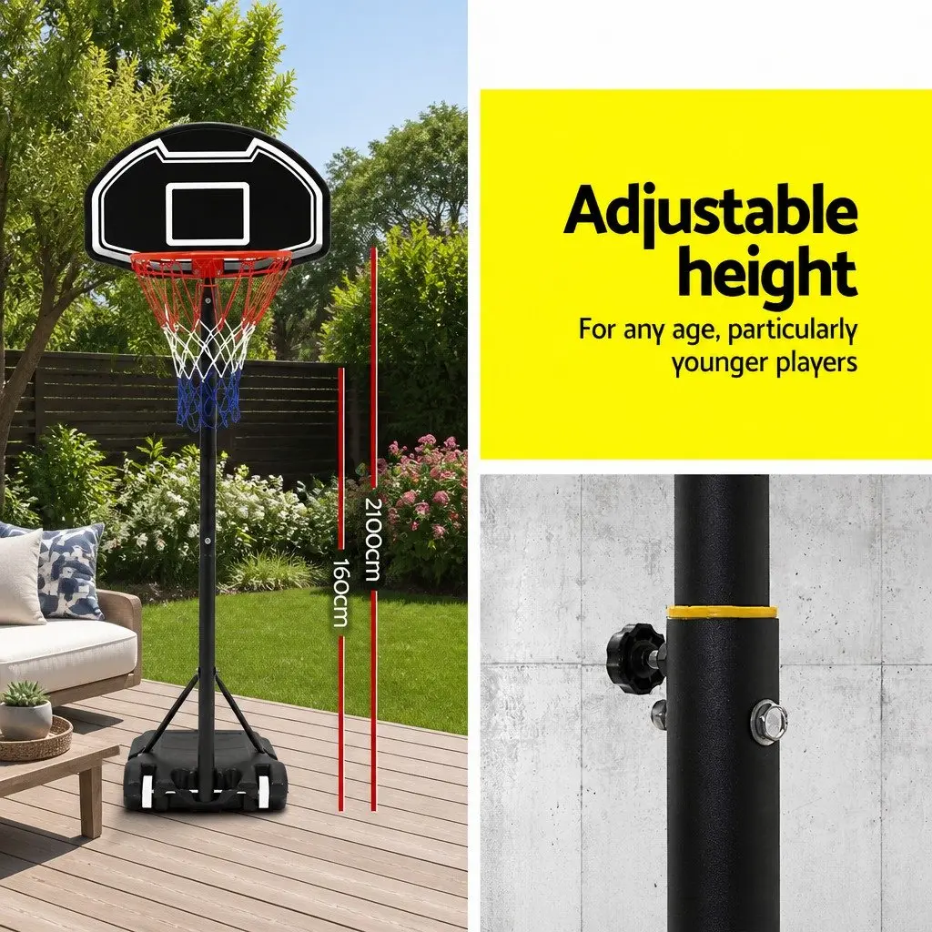 Basketball Hoop Stand System Adjustable Height 1.6M to 2.1M Portable for Kids Youth Outdoor
