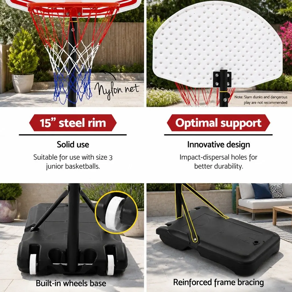 Basketball Hoop Stand System Adjustable Height 1.6M to 2.1M Portable for Kids and Youth