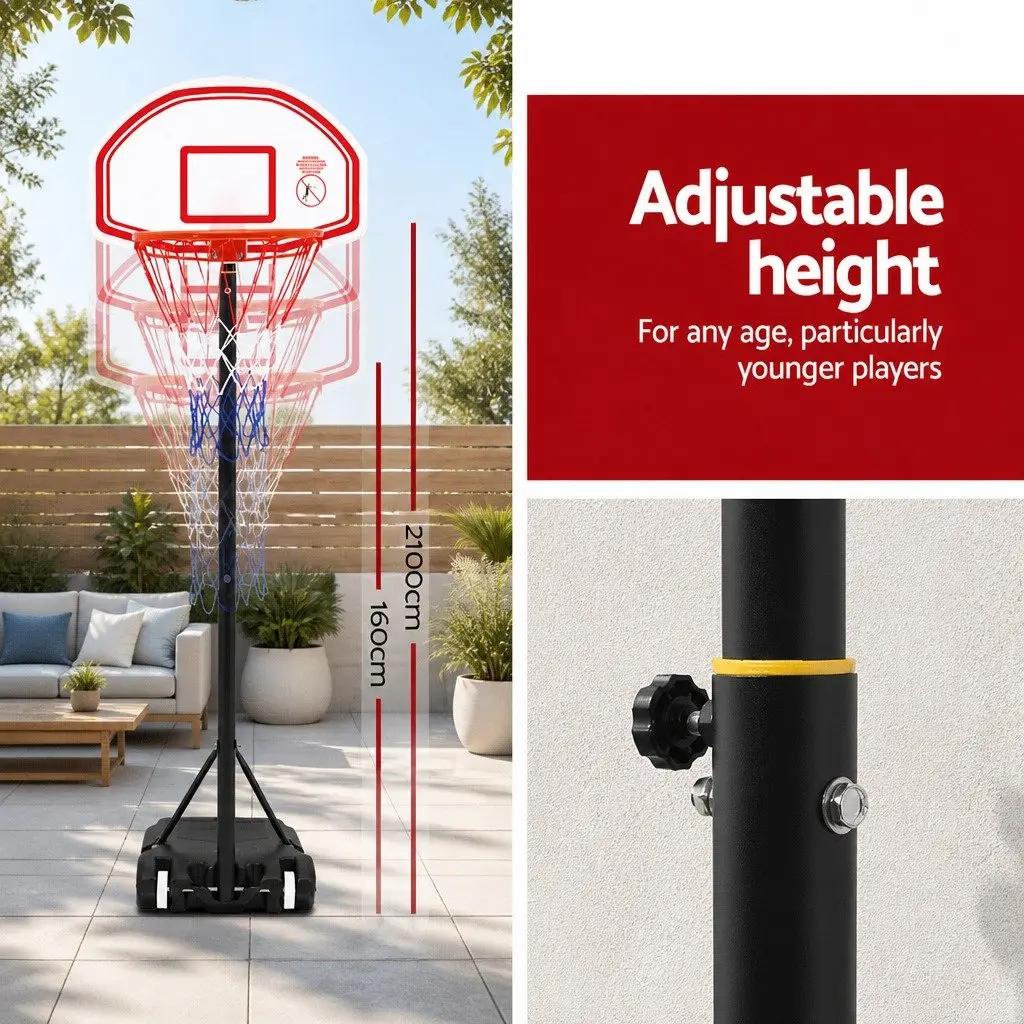 Basketball Hoop Stand System Adjustable Height 1.6M to 2.1M Portable for Kids and Youth