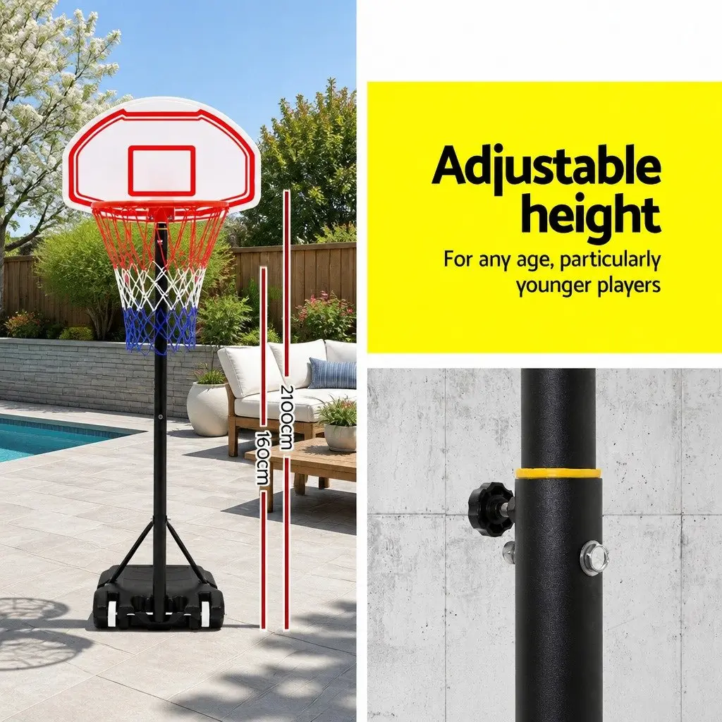 Basketball Hoop Stand System Adjustable Height 1.6M to 2.1M Portable for Kids and Youth