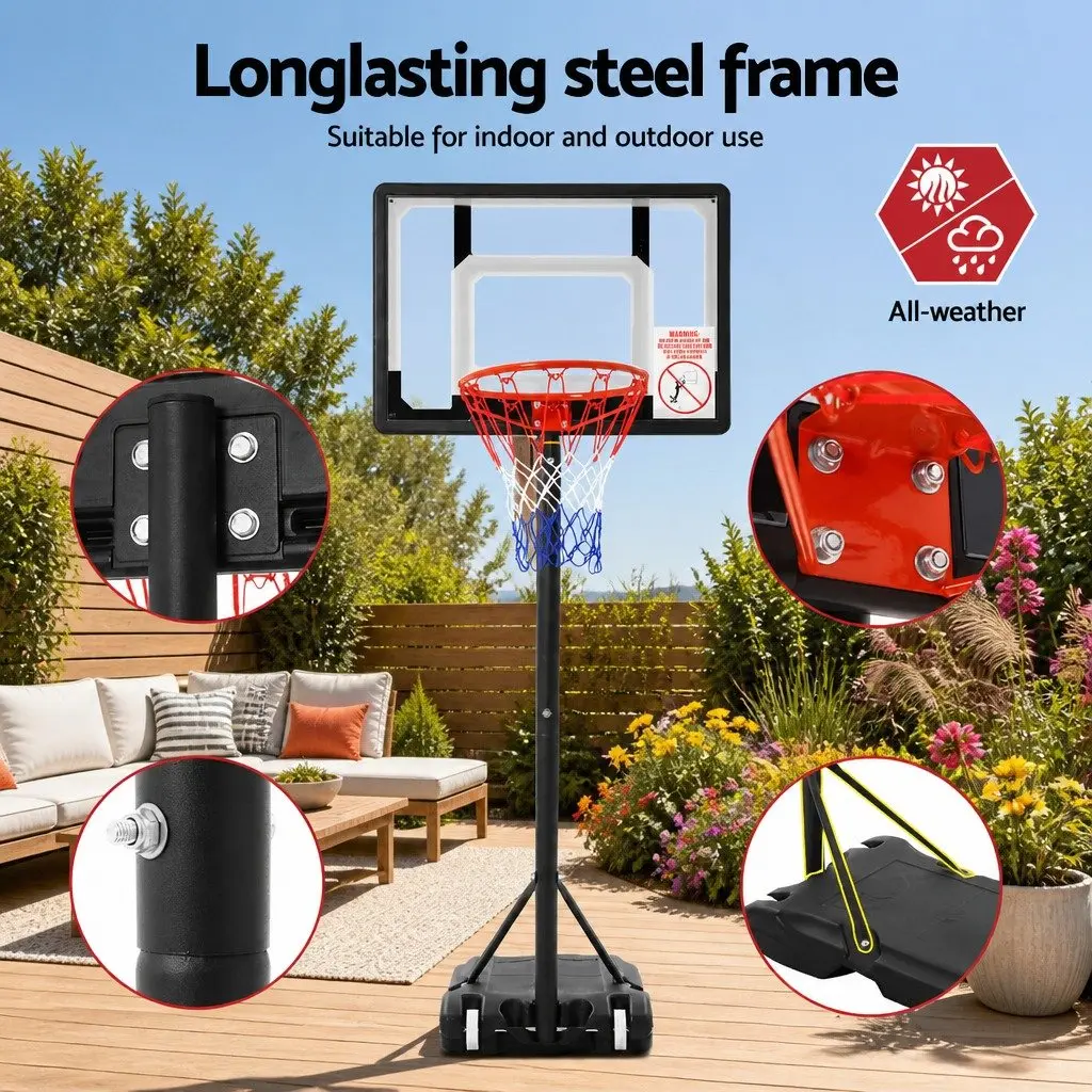Basketball Hoop Stand System Adjustable 1.6m-2.1m Portable Kids Youth Backboard
