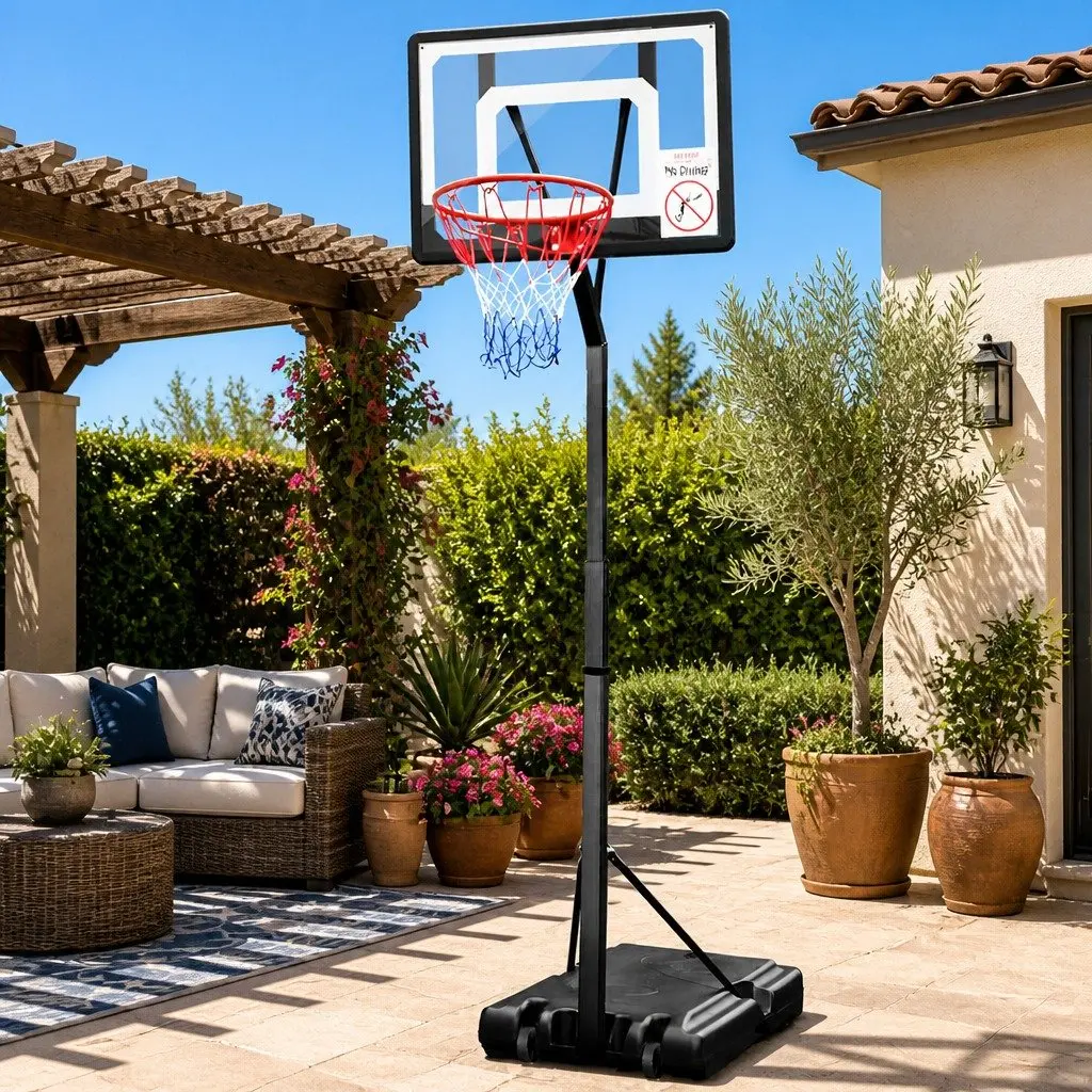 Basketball Hoop Stand System Adjustable 2.1m to 2.6m Portable Kids Youth Pro