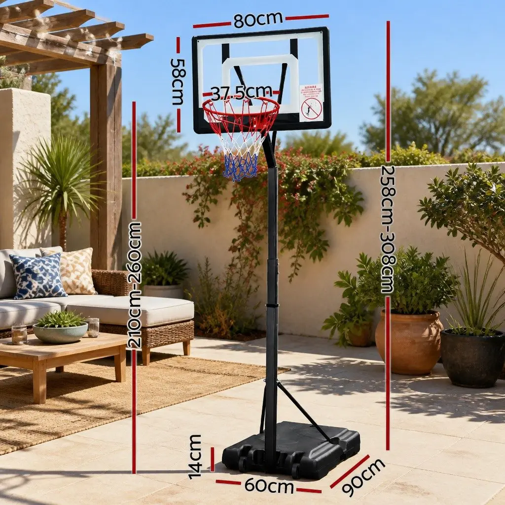 Basketball Hoop Stand System Adjustable 2.1m to 2.6m Portable Kids Youth Pro