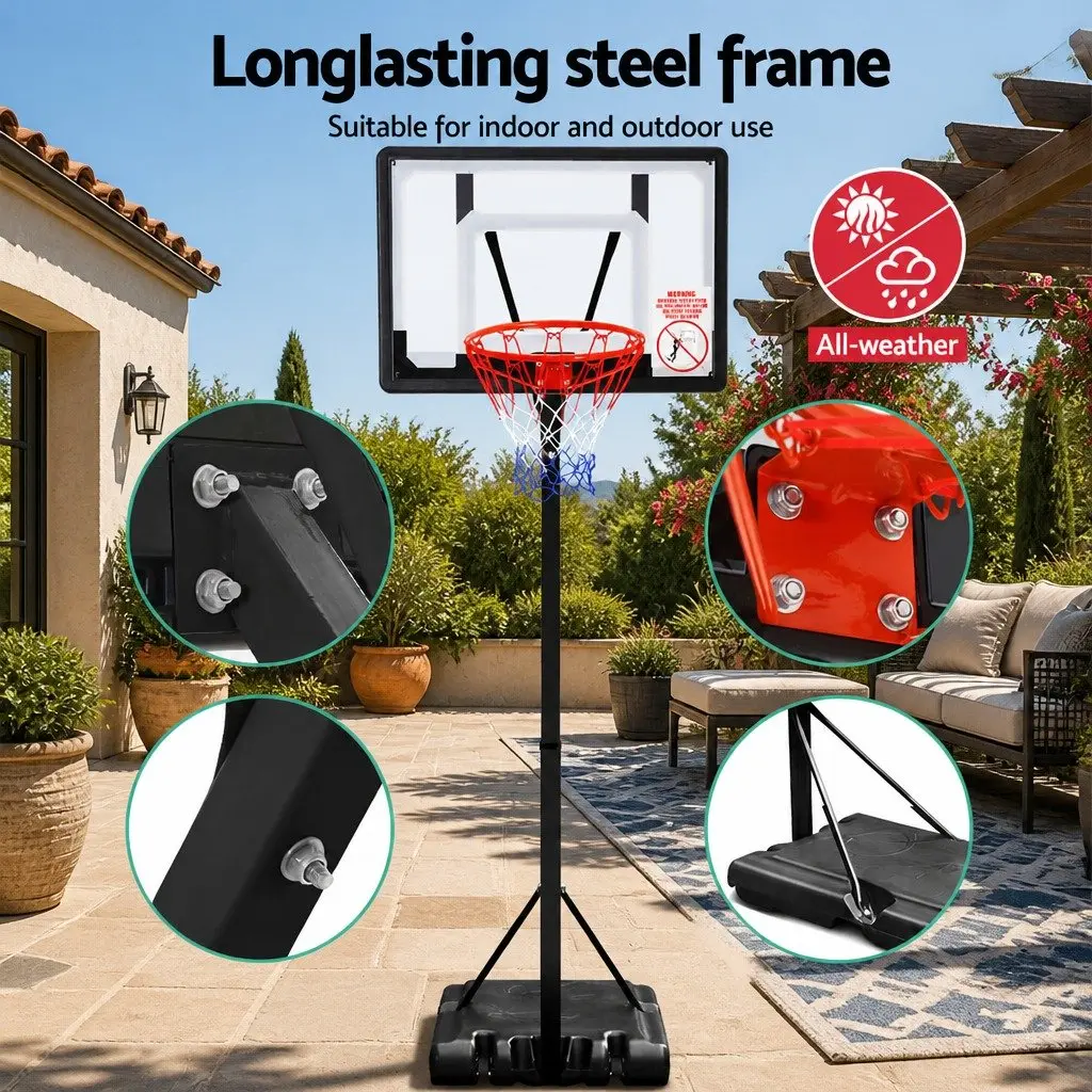 Basketball Hoop Stand System Adjustable 2.1m to 2.6m Portable Kids Youth Pro