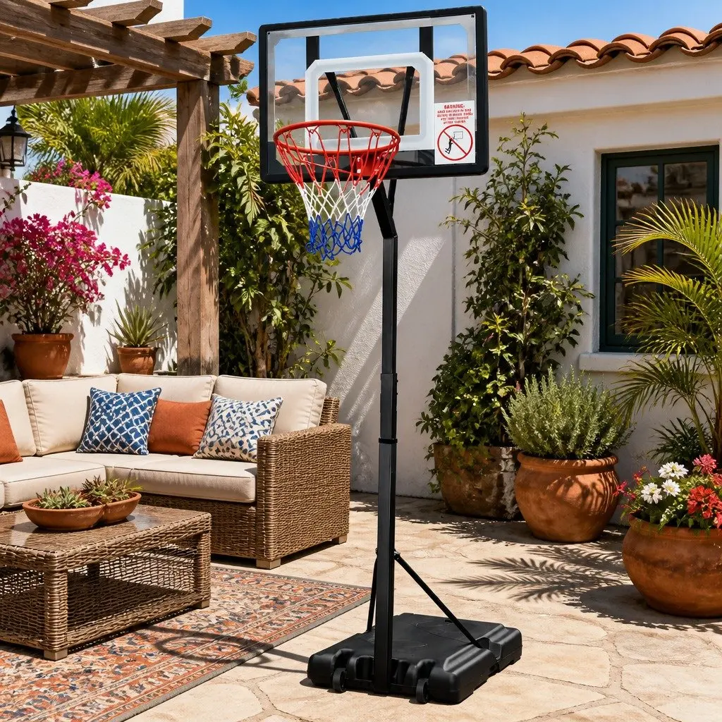 Basketball Hoop Stand System Adjustable 2.1m to 2.6m Portable Kids Youth Pro