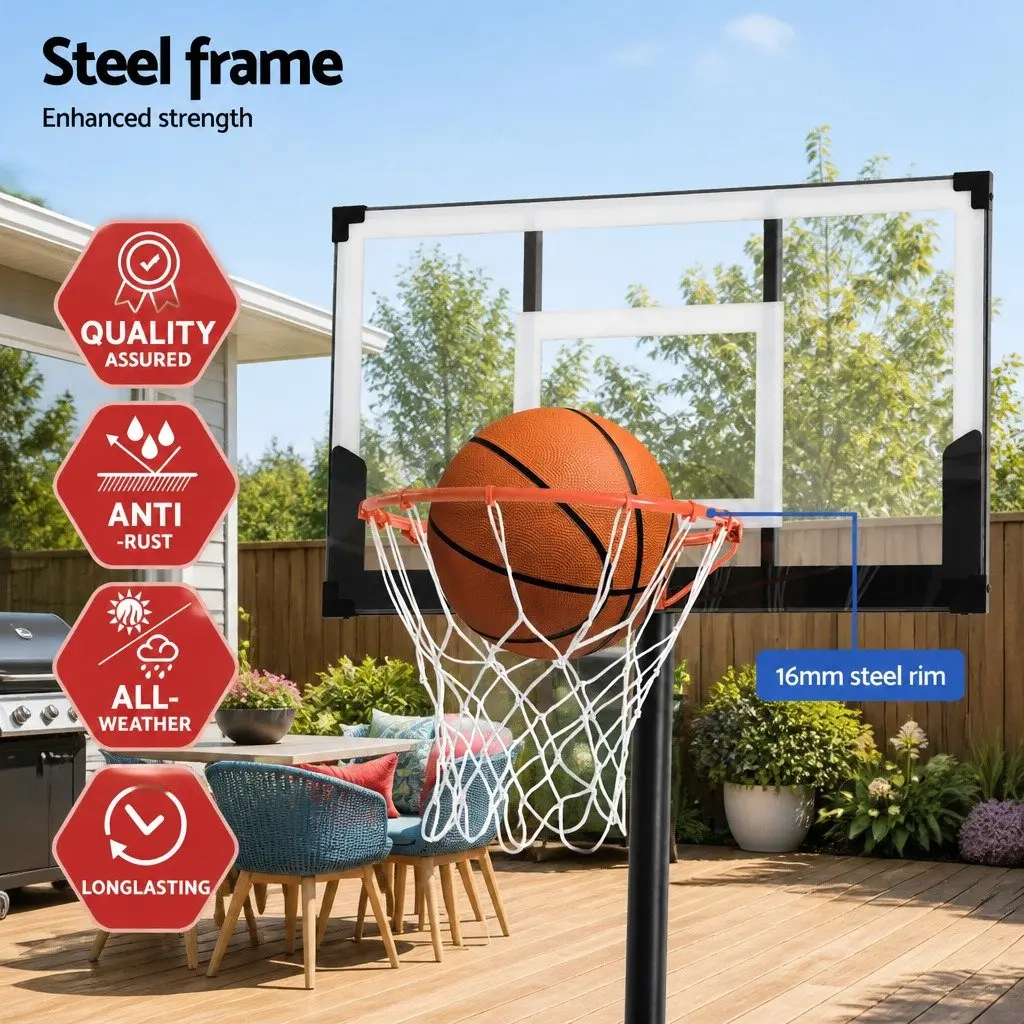 Basketball Hoop Stand Portable Height Adjustable 1.1m to 3.05m Wheeled Base