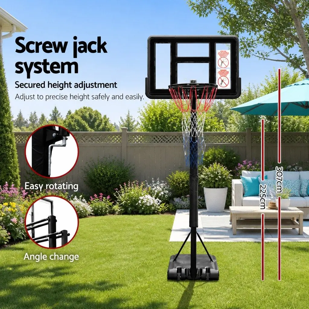 Basketball Hoop Stand System Adjustable 2.25m to 3.07m Portable 44" Backboard