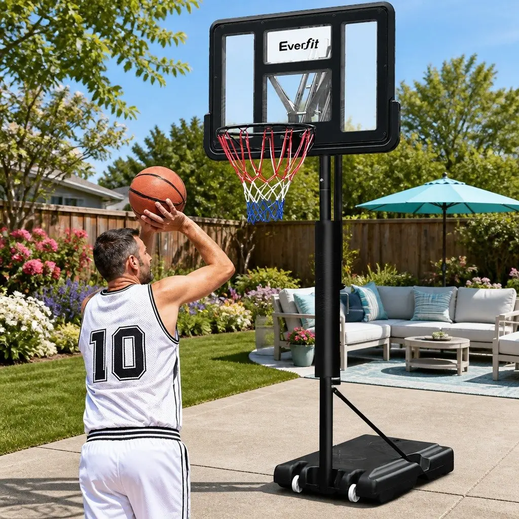 Basketball Hoop Stand System Adjustable 2.25m to 3.07m Portable 44" Backboard
