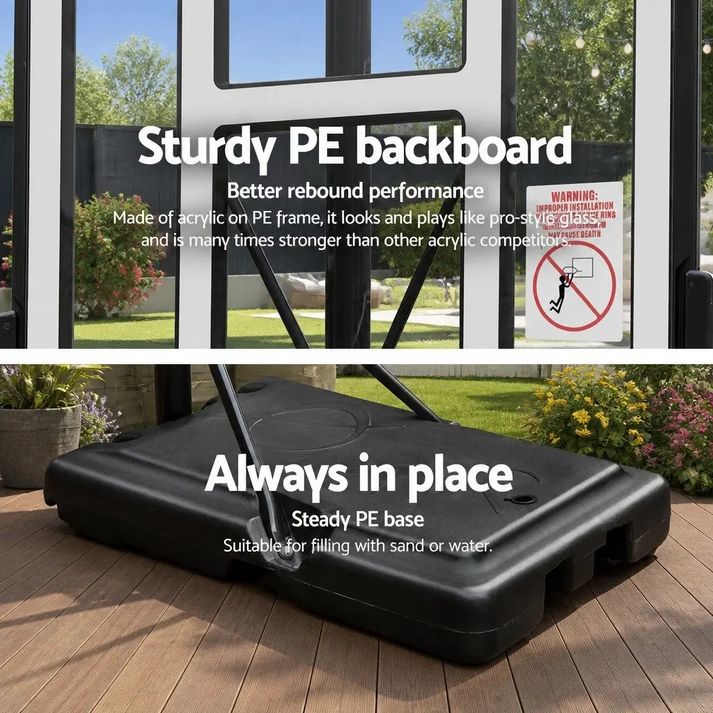 Basketball Hoop Stand System Adjustable Height 2.45m to 3.05m Portable Acrylic Backboard for Indoor Outdoor Use