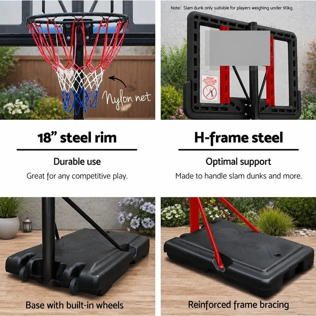 Basketball Hoop Stand System Adjustable Height 2.45m to 3.05m Portable Acrylic Backboard for Indoor Outdoor Use