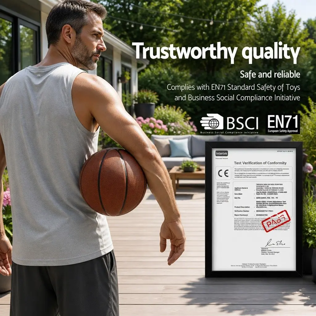 Basketball Hoop Stand System Adjustable Height 2.45m to 3.05m Portable Acrylic Backboard for Indoor Outdoor Use