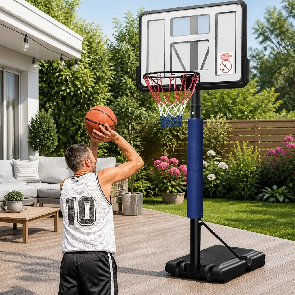 Basketball Hoop Stand System Adjustable Height 2.45m to 3.05m Portable Acrylic Backboard for Indoor Outdoor Use