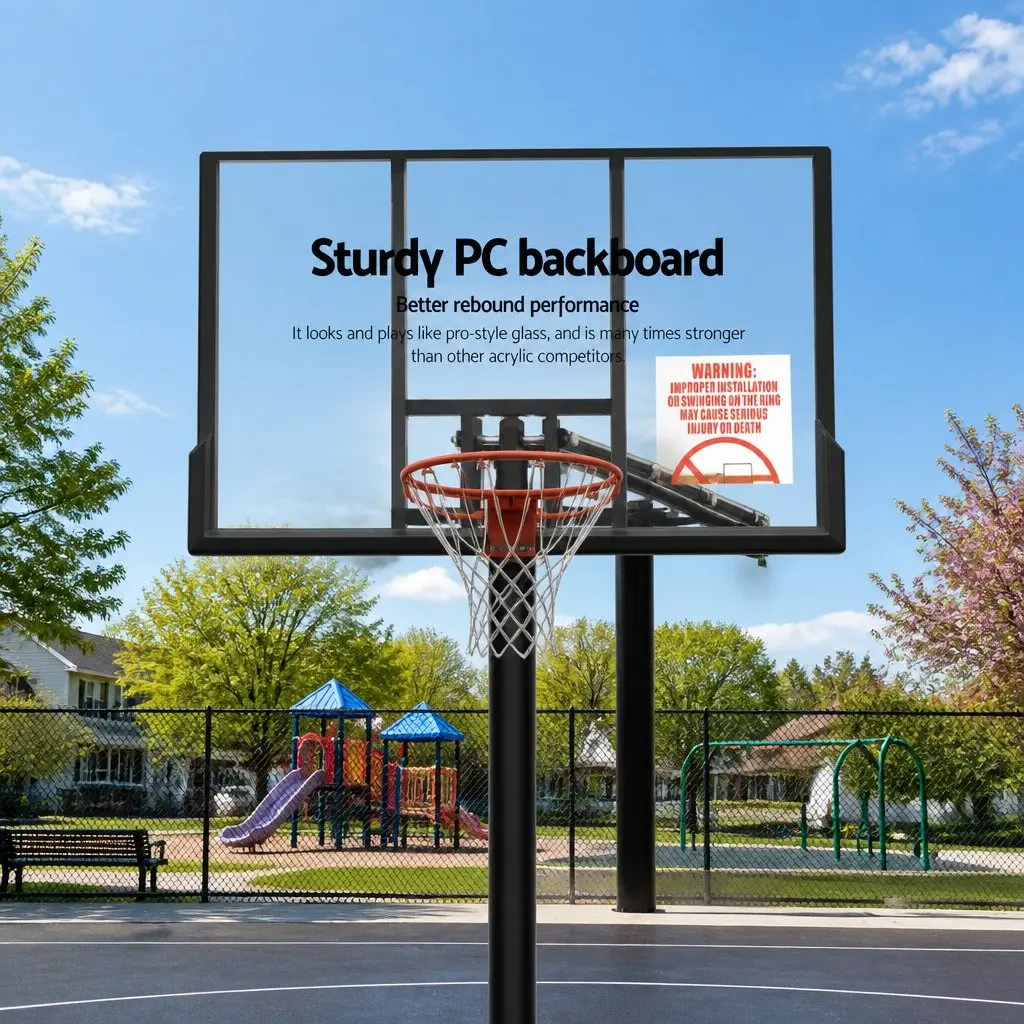 Basketball Hoop Stand System Adjustable 2.3m to 3.05m Portable Steel Frame Black