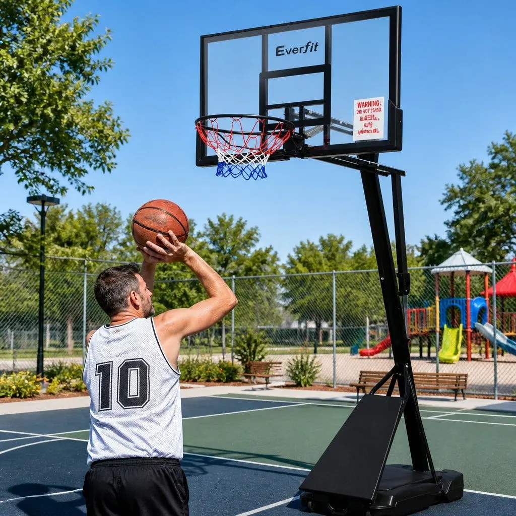 Basketball Hoop Stand System Adjustable 2.3m to 3.05m Portable Steel Frame Black