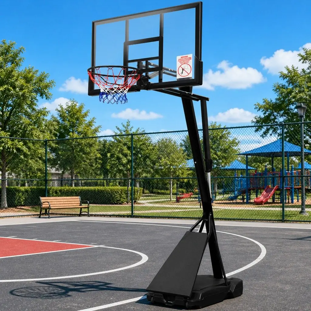 Basketball Hoop Stand System Adjustable 2.3m to 3.05m Portable Steel Frame Black