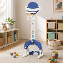 Kids 6-in-1 Sports Center: Adjustable Hoop & Games