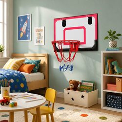 Mini Basketball Hoop 23" Backboard Door Wall Mounted Kids Sports Black Red