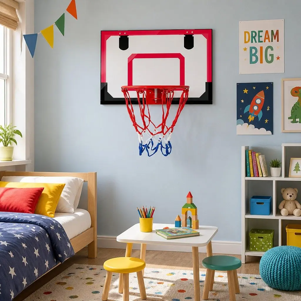 Mini Basketball Hoop 23" Backboard Door Wall Mounted Kids Sports Black Red