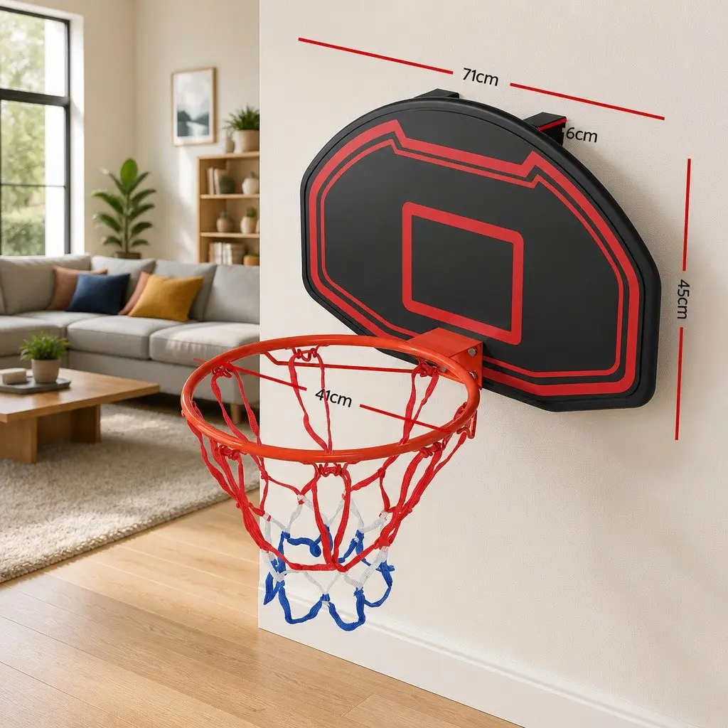 Basketball Hoop Wall Mounted 38 Inch Backboard for Kids Sports Black
